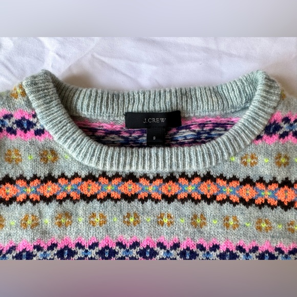 J. Crew lamb wool holiday multi color crewneck sweater small - Picture 4 of 15
